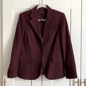 Burgundy 3-button Ralph Lauren wool blazer